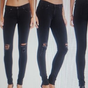 Rag & Bone Black Skinny Jeans with Distressed Knees